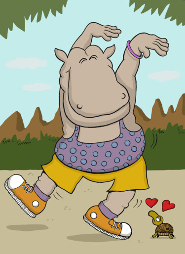 Arte digital titulada "hippo aand ant" por Ufuk Uyanik, Obra de arte original, Trabajo Digital 2D