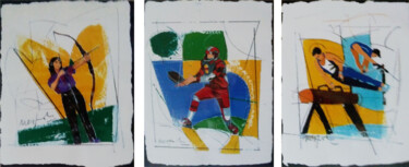 Impressões e gravuras intitulada "Olimpiadi" por Ugo Nespolo, Obras de arte originais, Serigrafia