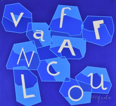Incisioni, stampe intitolato "Vaffanculo Blu" da Ugo Nespolo, Opera d'arte originale, Serigrafia