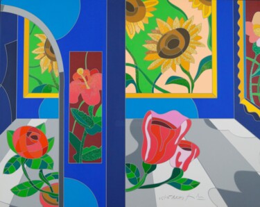 印花与版画 标题为“Museo Fiori Blu dit…” 由Ugo Nespolo, 原创艺术品, 丝网印刷