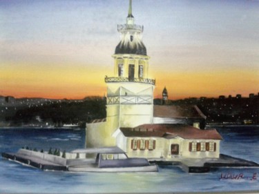 Pintura intitulada "İstanbul Kız Kulesi" por Uğur Ergül, Obras de arte originais
