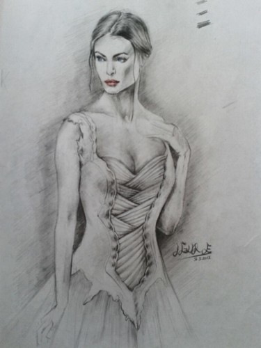 Dessin intitulée "Karakalem Top Model…" par Uğur Ergül, Œuvre d'art originale