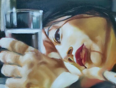 Peinture intitulée "bautiful girl" par Ujang Ismail, Œuvre d'art originale, Huile