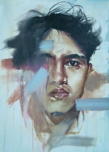 Painting titled "DEPRESSION" by Ujang Ismail, Original Artwork, Oil
