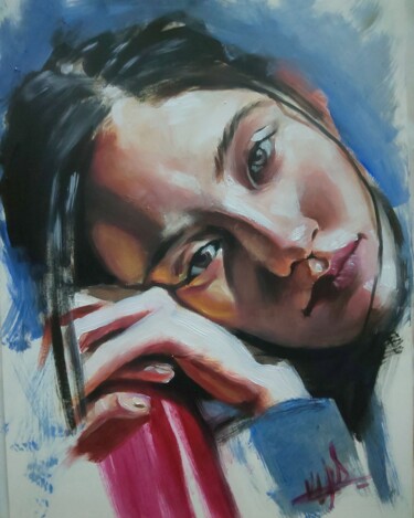 Painting titled "BEAUTIFUL GIRLS 7" by Ujang Ismail, Original Artwork, Oil