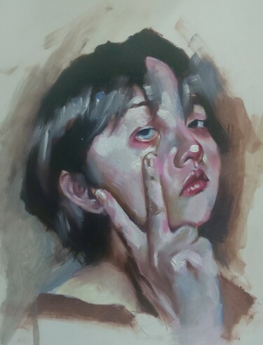 Painting titled "BEAUTIFUL GIRLS 9" by Ujang Ismail, Original Artwork, Oil