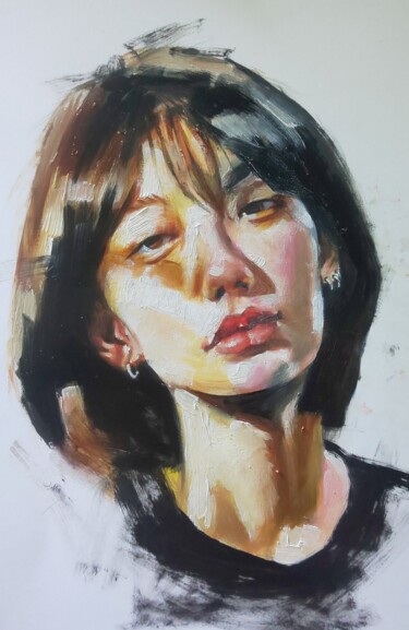 Painting titled "BEAUTIFUL GIRLS 10" by Ujang Ismail, Original Artwork, Oil