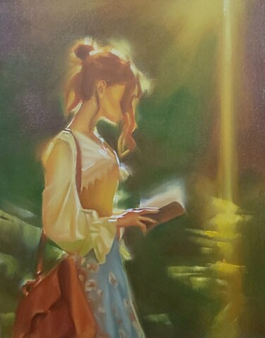 Картина под названием "Woman in a dream" - Ujang Ismail, Подлинное произведение искусства, Масло Установлен на Деревянная ра…