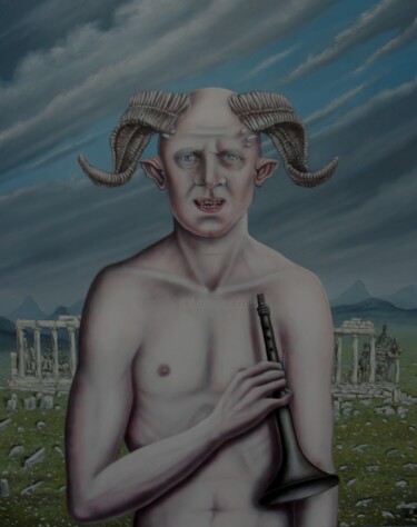 Pintura intitulada "Satyr" por Uko Post, Obras de arte originais, Óleo
