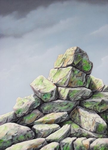 Schilderij getiteld "stapled rocks" door Uko Post, Origineel Kunstwerk, Anders