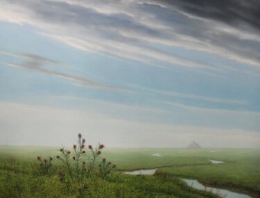 Peinture intitulée "landscape mont sain…" par Uko Post, Œuvre d'art originale, Autre