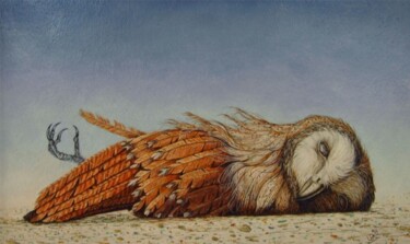 Painting titled "dead owl" by Uko Post, Original Artwork, Other