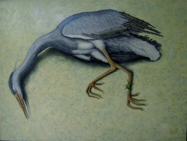 Painting titled "dead heron" by Uko Post, Original Artwork, Other