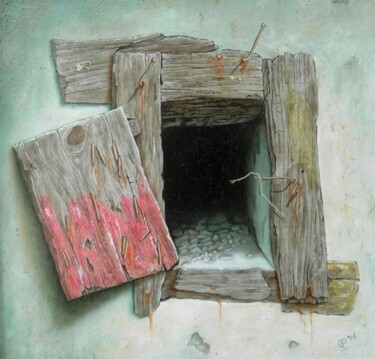 Schilderij getiteld "old farmwall" door Uko Post, Origineel Kunstwerk, Anders