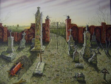 Peinture intitulée "graveyard" par Uko Post, Œuvre d'art originale, Autre