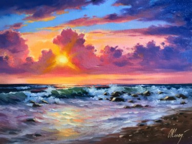 Painting titled "Sunset time" by Ukranian Artists, Original Artwork, Oil