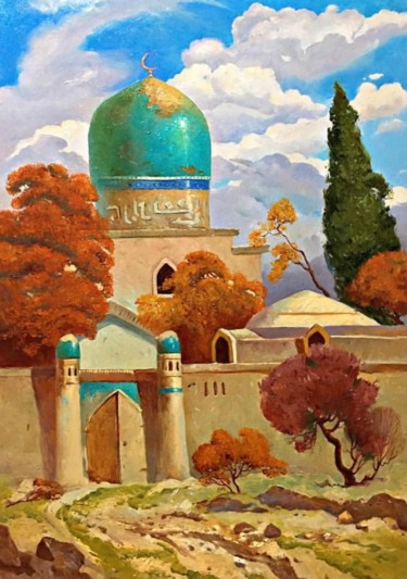 Malarstwo zatytułowany „«historical landsca…” autorstwa Uktam Isirgapov, Oryginalna praca, Olej Zamontowany na Drewniana ram…