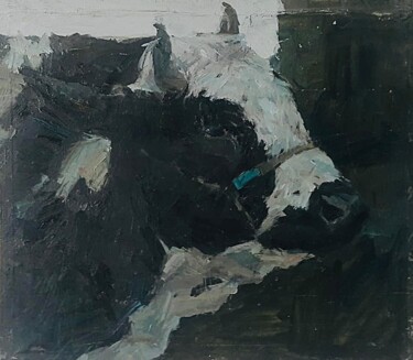 Schilderij getiteld "«Bull»" door Uktam Isirgapov, Origineel Kunstwerk, Olie