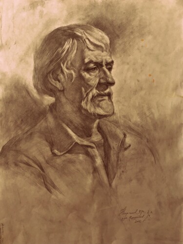 Painting titled "“Portrait of uncle…" by Uktam Isirgapov, Original Artwork, Graphite
