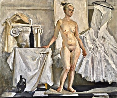 Картина под названием "“nude”" - Uktam Isirgapov, Подлинное произведение искусства, Масло