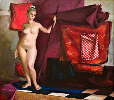 Malerei mit dem Titel "“nude model”" von Uktam Isirgapov, Original-Kunstwerk, Öl