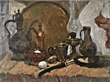 Pintura intitulada "“still life””" por Uktam Isirgapov, Obras de arte originais, Óleo