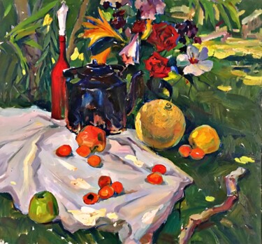 Картина под названием "“Still life”" - Uktam Isirgapov, Подлинное произведение искусства, Масло