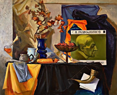 Pintura intitulada "still life" por Uktam Isirgapov, Obras de arte originais, Óleo