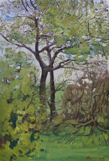 Malerei mit dem Titel "“May in Serdobsk”" von Uktam Isirgapov, Original-Kunstwerk, Öl Auf Andere starre Platte montiert