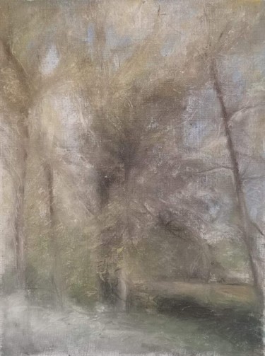 Poplar, Oil painting. Painting titled "Poplar, Oil paintin…" by Uliana Veretennikova, Original Art, Oil Mounted on Stretcher frame