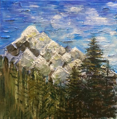 Painting titled "Mountains" by Ulada Ramanovich Hicheri, Original Artwork, Acrylic