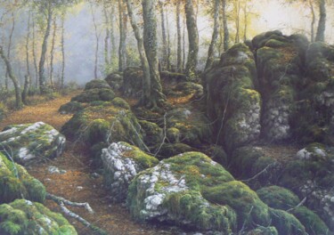 Peinture intitulée "Sentier karstique" par Uladzimir Anishchanka, Œuvre d'art originale, Huile Monté sur Châssis en bois