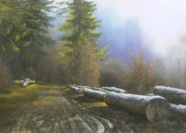 제목이 "Approche du printem…"인 미술작품 Uladzimir Anishchanka로, 원작, 기름 나무 들것 프레임에 장착됨