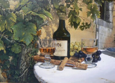 Malerei mit dem Titel "VIN JAUNE" von Uladzimir Anishchanka, Original-Kunstwerk, Öl Auf Keilrahmen aus Holz montiert