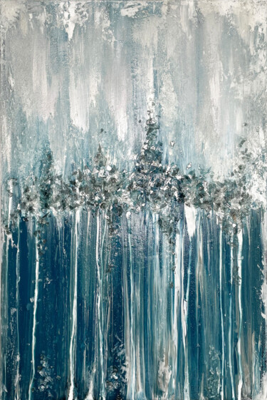 Malerei mit dem Titel "Blue Textured art i…" von Uladzislava Korsak, Original-Kunstwerk, Acryl