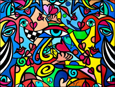 Malerei mit dem Titel "colorful illusion" von Uli Fischer, Original-Kunstwerk, Acryl Auf Keilrahmen aus Holz montiert