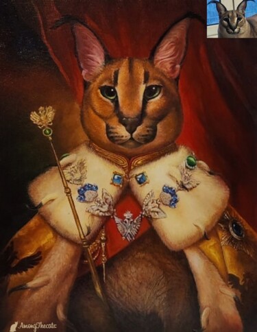 Peinture intitulée "Большой Русский Кот" par Iuliia Bagrova (Amongthecats), Œuvre d'art originale, Huile Monté sur Châssis e…