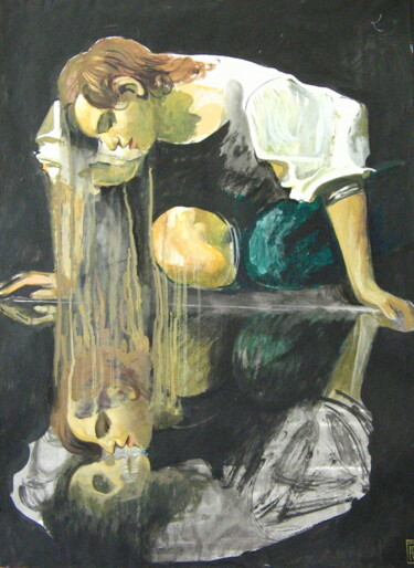 Painting titled "Нарцисс" by Iuliia Bezshtanko, Original Artwork, Tempera