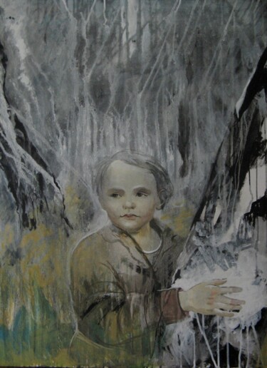 Картина под названием "среди берез" - Юлия Безштанко, Подлинное произведение искусства, Темпера