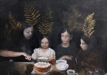 Картина под названием "Чаепитие" - Юлия Безштанко, Подлинное произведение искусства, Темпера