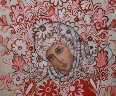 Peinture intitulée "Украинка в красных…" par Iuliia Chernobyl, Œuvre d'art originale, Acrylique