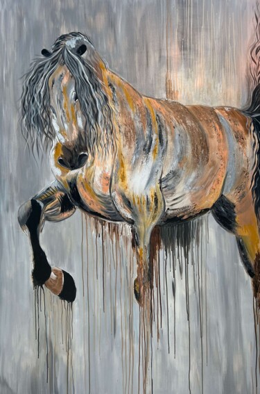 Картина под названием "Тотемная лошадь" - Юлия Добровольская, Подлинное произведение искусства, Акрил
