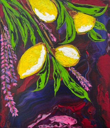 Painting titled "Лимоны и сирень" by Iuliia Dobrovolskaia, Original Artwork, Acrylic