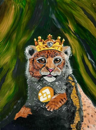Painting titled "Baby BNB Tiger 2023" by Iuliia Dobrovolskaia, Original Artwork, Acrylic