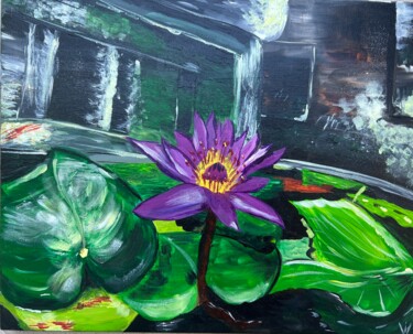 Картина под названием "Water Lily" - Юлия Добровольская, Подлинное произведение искусства, Акрил
