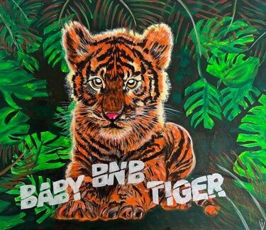 Peinture intitulée "Baby BNB Tiger 2024" par Iuliia Dobrovolskaia, Œuvre d'art originale, Acrylique