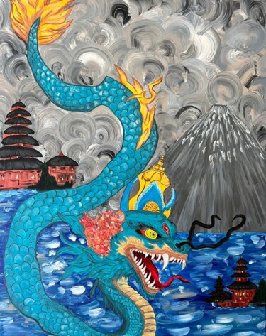 Painting titled "Basuki dragon" by Iuliia Dobrovolskaia, Original Artwork, Acrylic