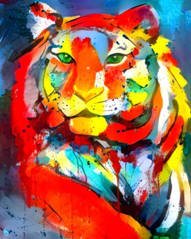 Arts numériques intitulée "Тигр 2" par Iuliia Faer, Œuvre d'art originale, Photo montage
