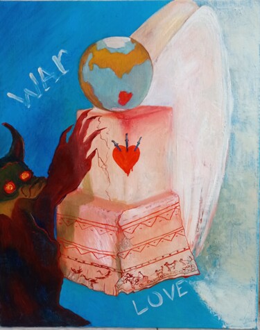 Pintura titulada "Война и Любовь" por Iuliia Kovalchuk (Juli), Obra de arte original, Oleo