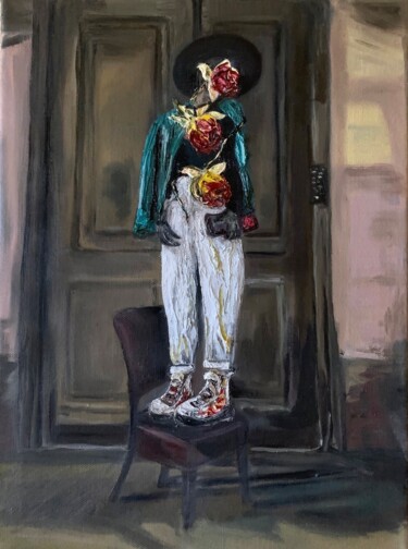 Peinture intitulée "девушка на прогулке" par Ulia Lamzina (Julia Roelova), Œuvre d'art originale, Huile Monté sur Châssis en…